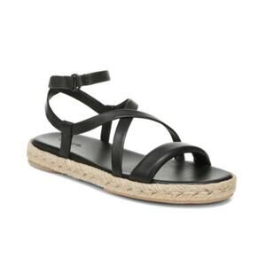 Vince Smith Padded Leather Strappy Sandals in Black Size 6.5